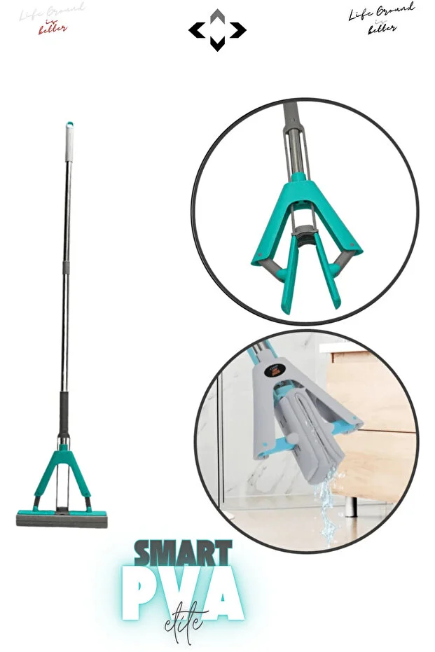 Smart PVA Kelebek Mop Sıkmalı Pva Mop Islak ve Kuru Yüzey Mopu Mikrofiber Temizlik Mopu